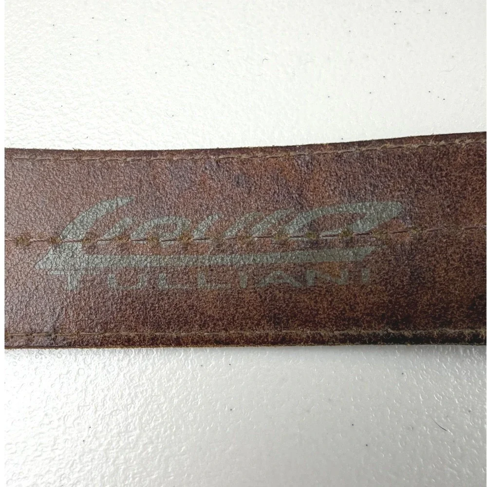 Tulliani‎ Brown Leather Belt Mobtown 2005 Reel-to-Reel Tape Deck Buckle USA Made